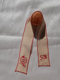 Image 1 of Love Me embroidered hair ribbon