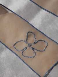 Image 2 of Baby blue swirl flower embroidered hair ribbon