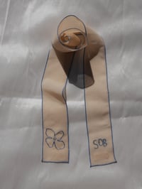 Image 1 of Baby blue swirl flower embroidered hair ribbon