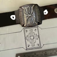 Rick Neira Custom Order:  Large Heavy Sterling Winged Zia Leather Bow Guard Bracelet 