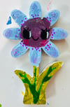 Purple and Blue Daisy - original wood flower