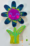 Purple and Navy Daisy - original wood flower