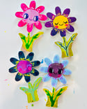 Purple and Navy Daisy - original wood flower