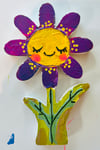 Yellow and Purple Daisy - original wood flower