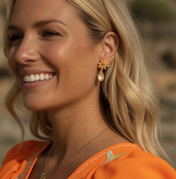 Image of Pendientes Mini Dalia Naranja 