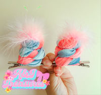 Cotton candy top knot piggies
