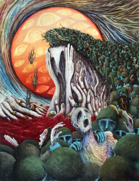 Image of The Cliff - Original Dark Expressionist Painting by Frank Heiler