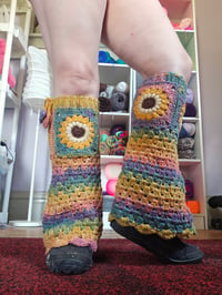 Image 2 of Rainbow Sunflower Legwarmers