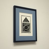 Image 3 of TO LET Linocut - Mid Blue (Framed)