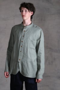 Image 15 of Bed Shirt - Light Olive linen 