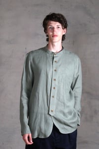 Image 1 of Bed Shirt - Light Olive linen 