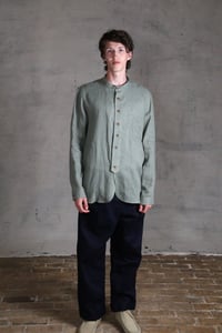 Image 2 of Bed Shirt - Light Olive linen 