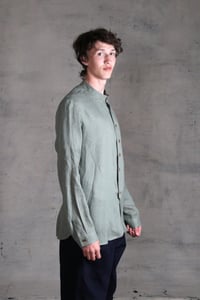 Image 3 of Bed Shirt - Light Olive linen 