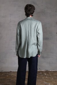 Image 6 of Bed Shirt - Light Olive linen 