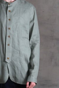Image 9 of Bed Shirt - Light Olive linen 