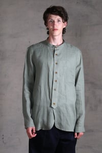 Image 12 of Bed Shirt - Light Olive linen 