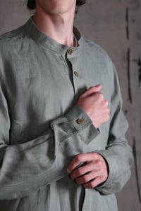 Image 14 of Bed Shirt - Light Olive linen 