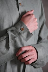 Image 11 of Bed Shirt - Light Olive linen 
