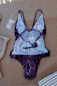 Image 2 of ♲ Purple Paisley One Piece Bikini Set - L
