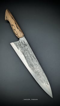 Image 1 of Forged Stainless 14c28n Gyuto | spalted Beech