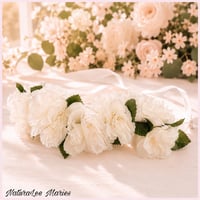 Image 1 of Handmade White Rose Greenery Floral Headband