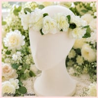 Image 4 of Handmade White Rose Greenery Floral Headband