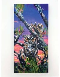 SOLD Mountain Sky – great horned owl painting