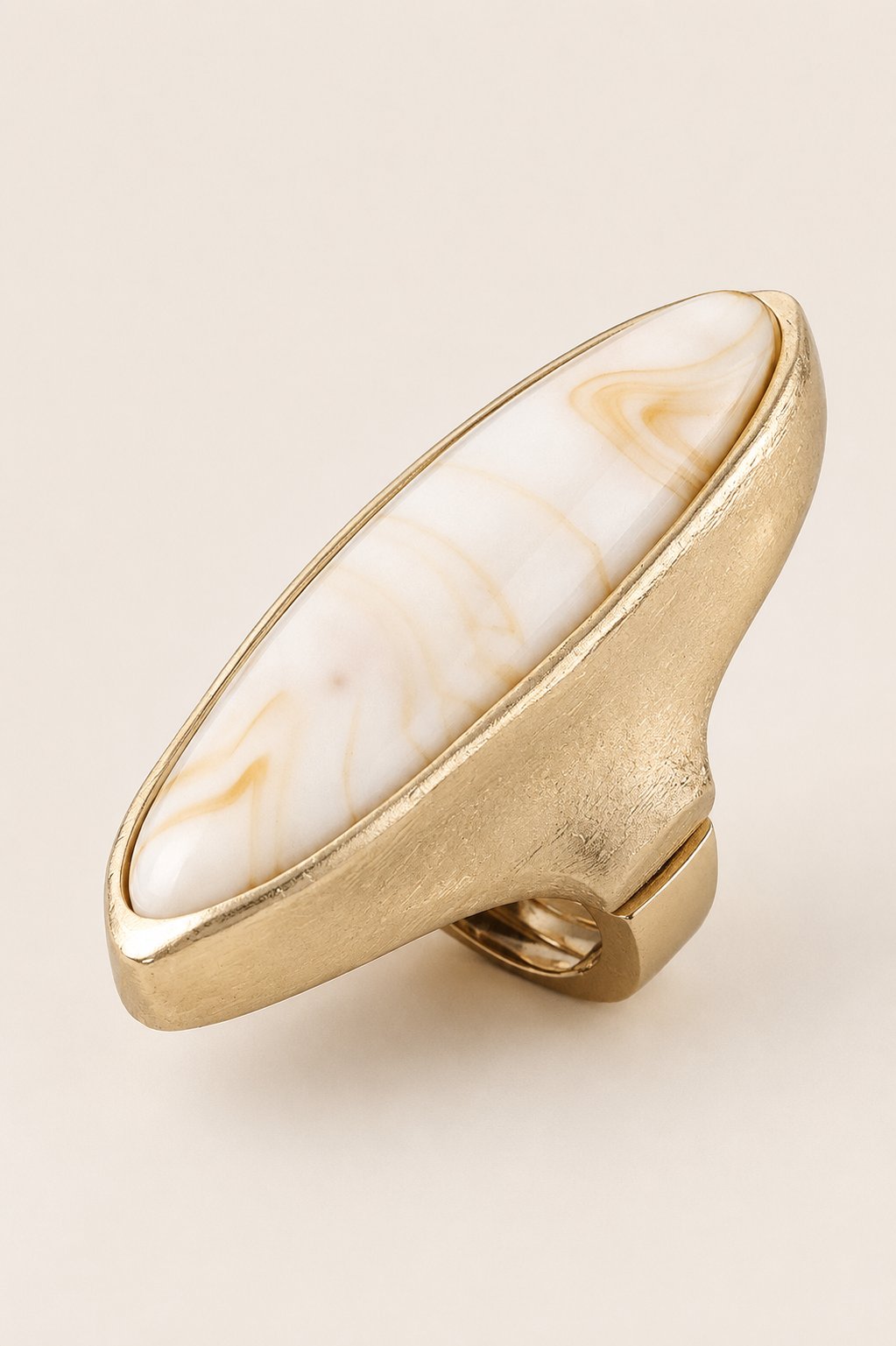 Image of Polished Marble Oval Statement Ring