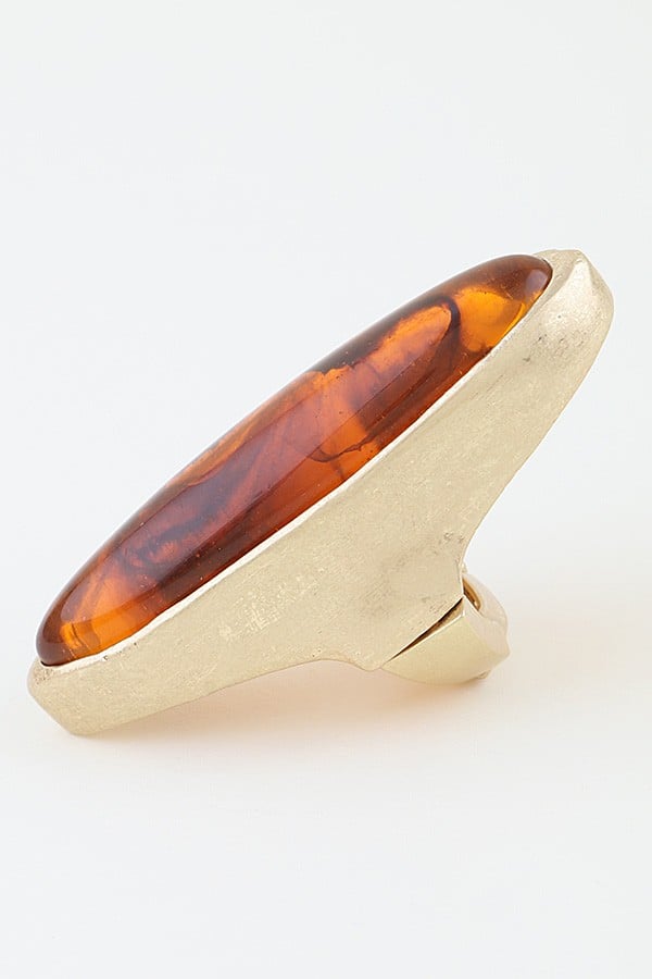 Image of Polished Marble Oval Statement Ring
