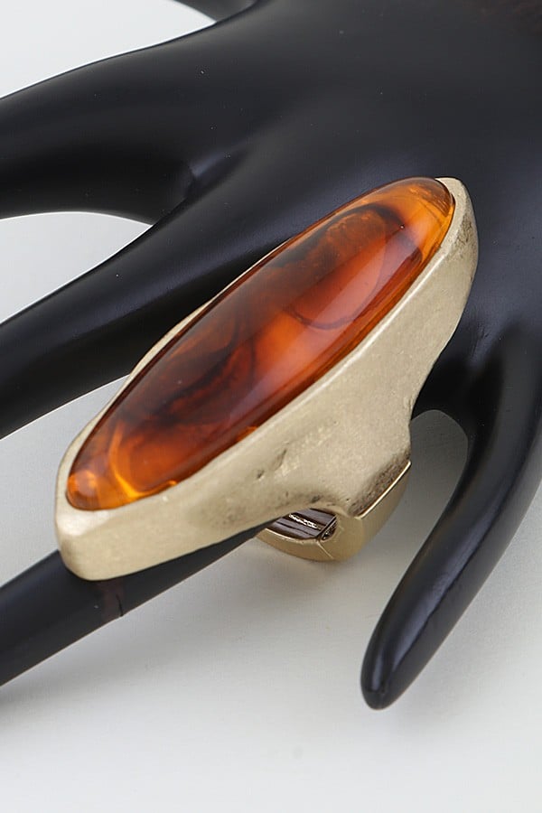 Image of Polished Marble Oval Statement Ring