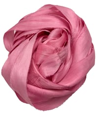 Image 3 of 10YD BUBBLE GUM HAND DYED SARI SILK RIBBON BY COLOR BURST SILK