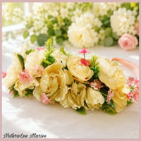 Image 2 of Handmade Cream Ivory and Pink Peony Greenery Floral Headband