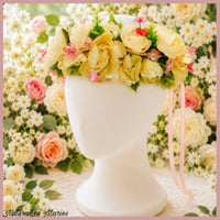 Image 4 of Handmade Cream Ivory and Pink Peony Greenery Floral Headband