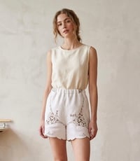 Image 1 of Upcycled Vintage Embroidered Cloth Shorts 