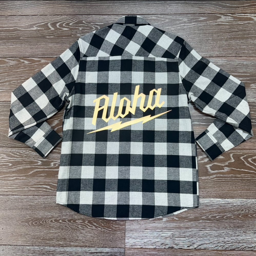 Image of ALOHA WAUKEE FLANNEL BLK-WHT