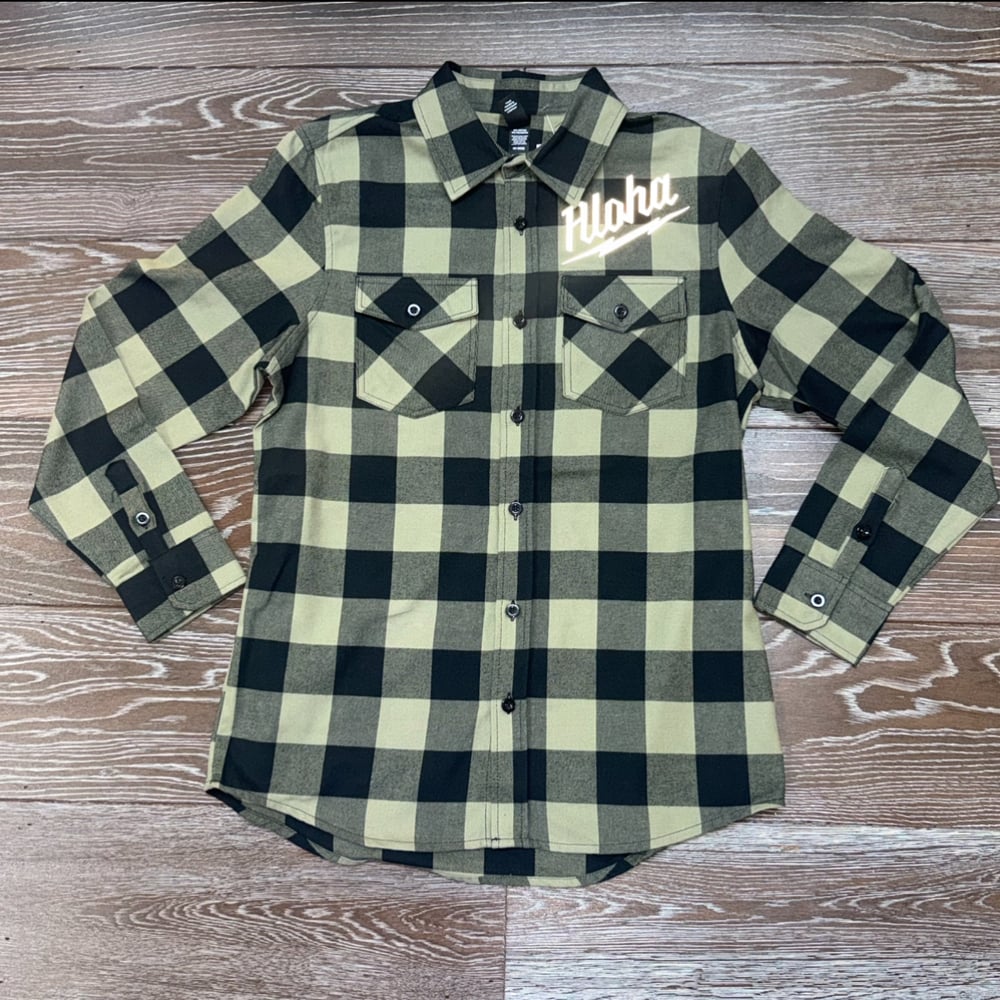 Image of ALOHA WAUKEE FLANNEL BLK-GRN