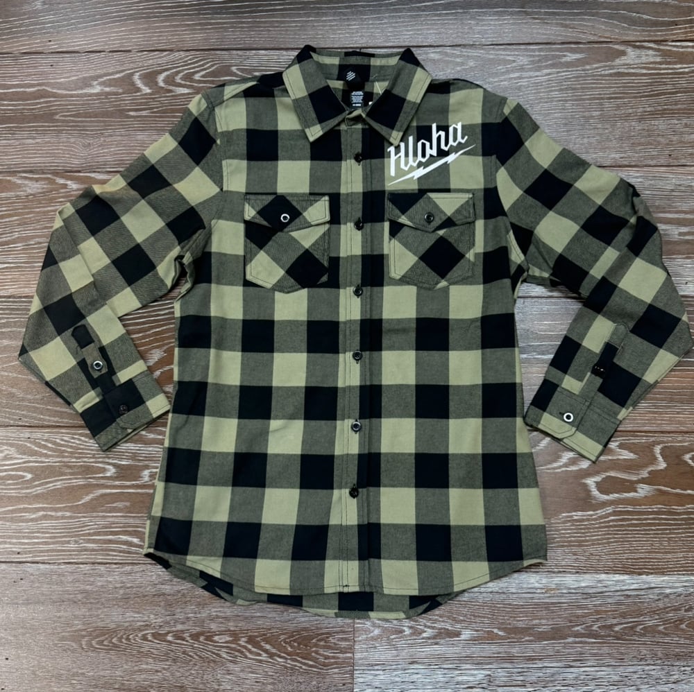 Image of ALOHA WAUKEE FLANNEL BLK-GRN