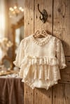 The Olivia | Ivory Floral Lace Heirloom Romper
