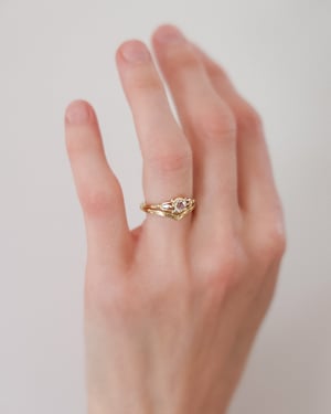 Image of 18ct Yellow gold 'Fleur de Lys' 4.0mm rose-cut diamond ring (LON278)