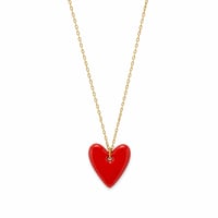 Image 1 of Χειροποίητο Κολιέ "Red Heart" - Μακριά Ατσάλινη Αλυσίδα