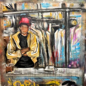 ACE @ THE CLEANERS ORIGINAL PAINTING 30x30 INCHES