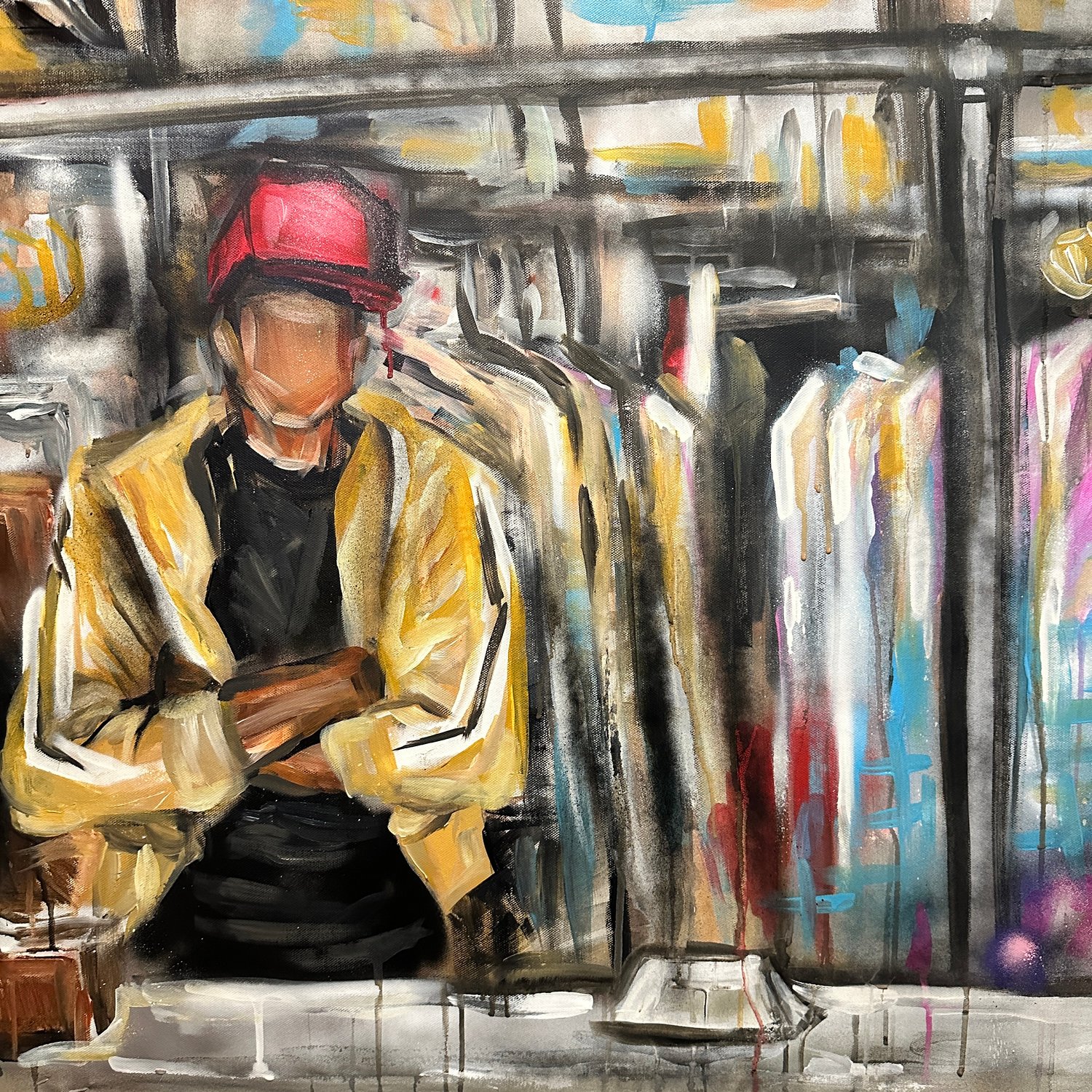 ACE @ THE CLEANERS ORIGINAL PAINTING 30x30 INCHES