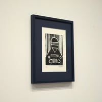 Image 3 of TO LET Linocut - Dark Blue (Framed)