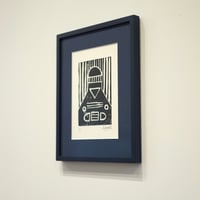 Image 4 of TO LET Linocut - Dark Blue (Framed)
