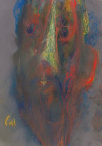 Image 2 of Unenlightened- Sketchbook Drawing in Soft Pastels on Paper 