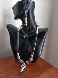 Image 1 of BUFFALO BONE BEADS AND ARROWHEAD NECKLACE