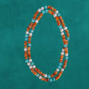 White Pearl, Amazonite, and Shell Helix Necklace 