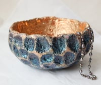 Image 4 of Handmade Blue Copper Papier Mache Bowl | Sculptural Wabi Sabi Decor