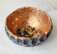 Image 9 of Handmade Blue Copper Papier Mache Bowl | Sculptural Wabi Sabi Decor