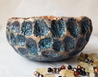 Image 8 of Handmade Blue Copper Papier Mache Bowl | Sculptural Wabi Sabi Decor
